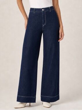 Avec Les Filles Dark Blue Wide Leg Jeans